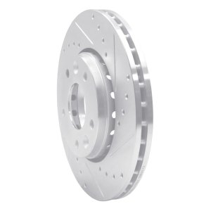 Nissan Sentra Brake Rotor (1) - Front Right - R1 Concepts - Drilled & Slotted - Silver - `20-`25